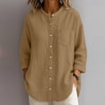 thumbnail image 2 of Cmfcve Button Down Shirts for Women Cotton Blend 3/4 Sleeves Dressy Tops Work Casual Solid Collared Blouses, 2 of 6