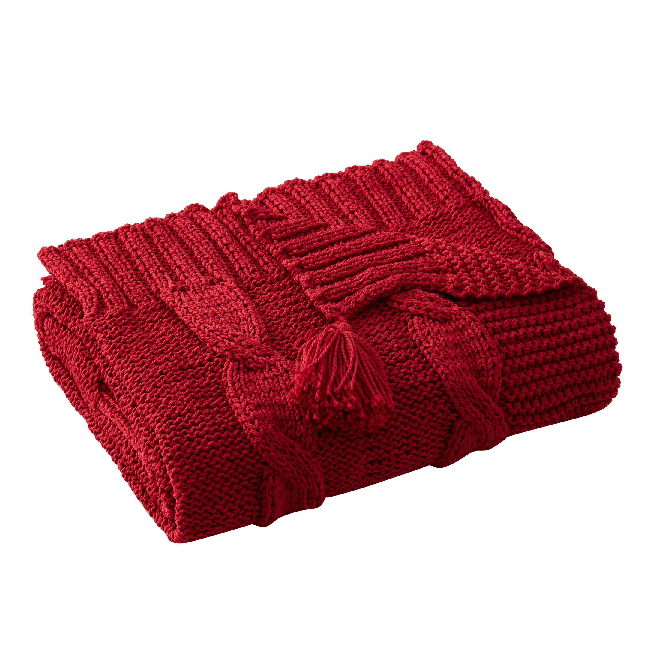 My Texas House Willow Cable Knit Cotton Throw Blanket, Red, Standard Throw - image 3 of 5