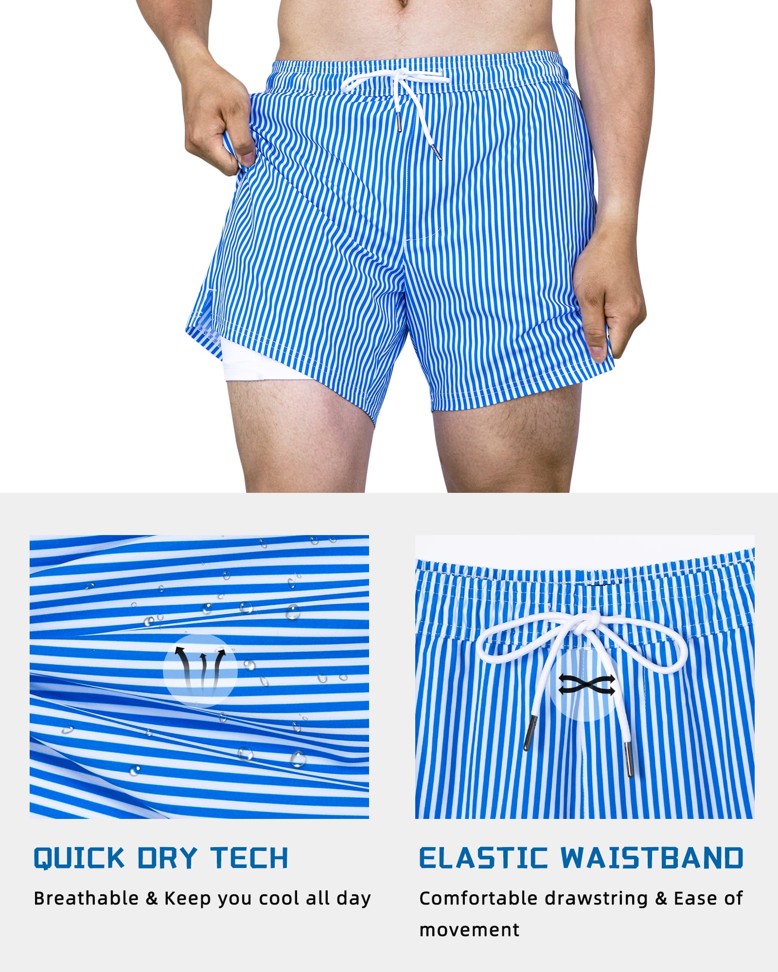 SURF CUZ Mens Swim Trunks with Compression Liner Mens
