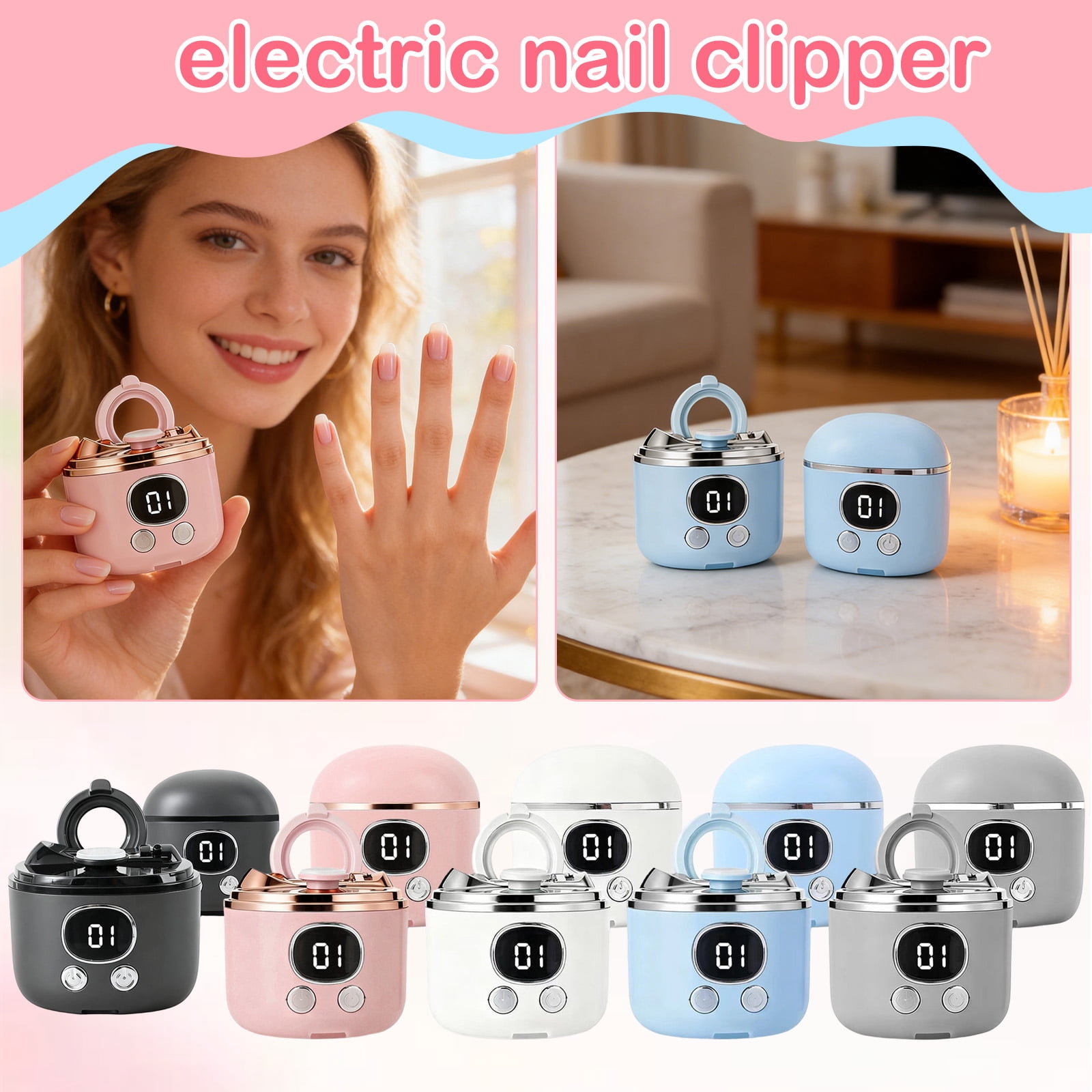 Electric Nail Clipper 2-in-1 Automatic Trimmer for Infants and Children Ages 0+ Portable Rechargeable Nail Cutter Grooming Tool Safe Gentle Manicure