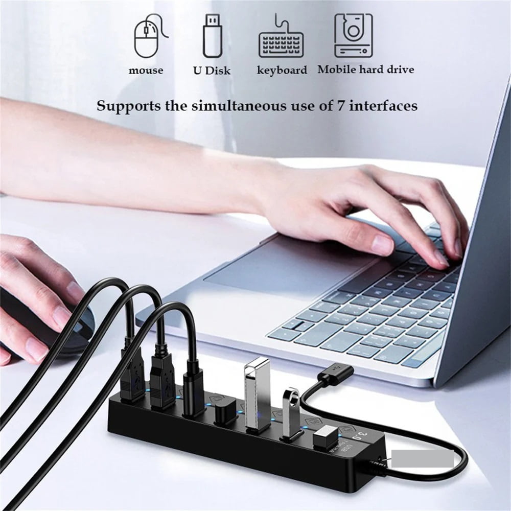 7-IN-1 USB 3.0 5Gbps High Speed USB Docking Station Extender USB HUB Splitter with Switch Control ,Fast Charging Devices
