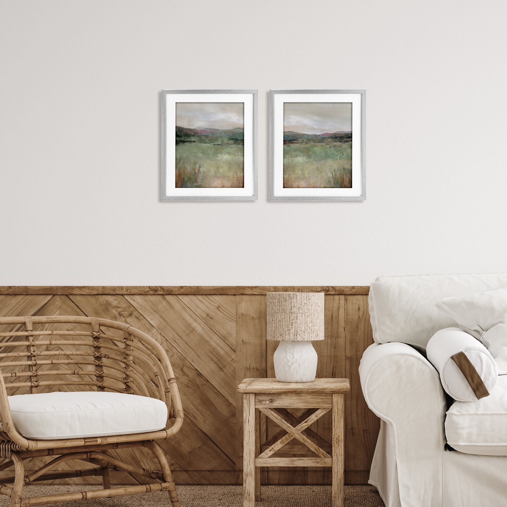 Stupell Industries Muted Glimpse of Spring 2 Piece Gray Framed Print Under Glass Set, design by Carol Robinson