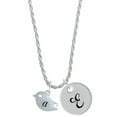 thumbnail image 1 of Delight Jewelry Silvertone Little Bird Initial - A - Silvertone Script Initial Disc - E - Charm Necklace, 20"+3", 1 of 4