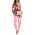 thumbnail image 2 of Conjuntos de pijama de Navidad para mujer, ropa de dormir informal de manga larga, traje de noche con estampado a pedido, otoño, 2 of 4