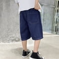 thumbnail image 4 of UACY Baggy Denim Jorts for Boys Y2K, Loose Fit Jean Shorts with Elastic Waist Retro Pull On for Casual Hip Hop Wear (Dark Blue, 9-10 Years), 4 of 4