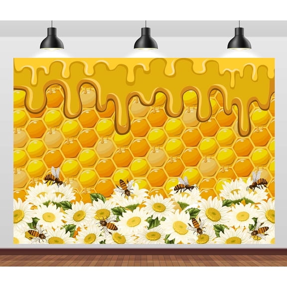 Bee Theme Pretty Backdrop Sweet Baby Shower Honeycomb Bee Daisy Photography Background Harvest Season Newborn Baby Shower Party Decorations Banner Photo Studio Booth