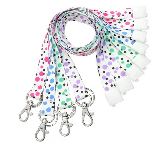 4 Pack - Cute Polka Dots Fashion Lanyard for ID Badges & Keys - Features Keychain and Trigger Snap Hook ID Clasp - Soft Feel and Safety Breakaway by Specialist ID