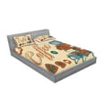 thumbnail image 2 of Ambesonne Vintage Fitted Sheet & Pillow Sham Set, Truck Coffee Grinder, Queen, Cream Orange Grey, 2 of 2