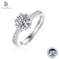 thumbnail image 2 of Bague Ringen S925 Silver Set 1ct Moissanite Sweet And Greasy Women's New Open Adjustable Simple Ring, 2 of 4