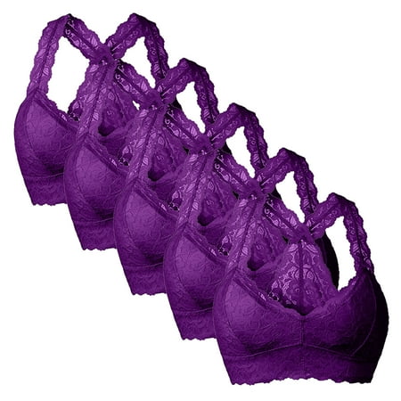 Zuwimk Bras For Women Full Coverage Women s Matilda Unlined Plunge Underwire Bra with J-Hook Purple XXL
