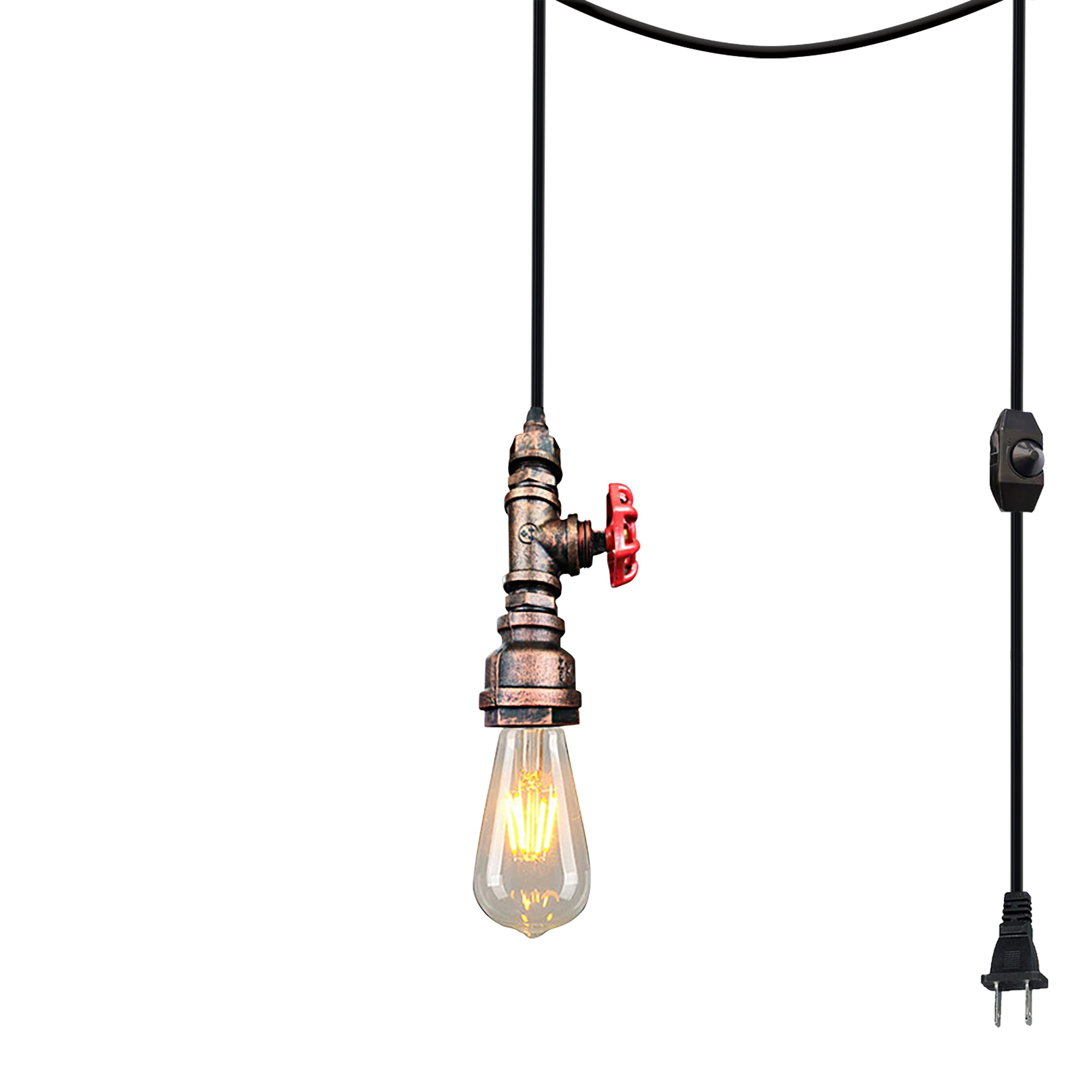 Kiven Plug in Pendant Light,Industrial Hanging Light and 15FT Plugin Cord and Dimmer Switch