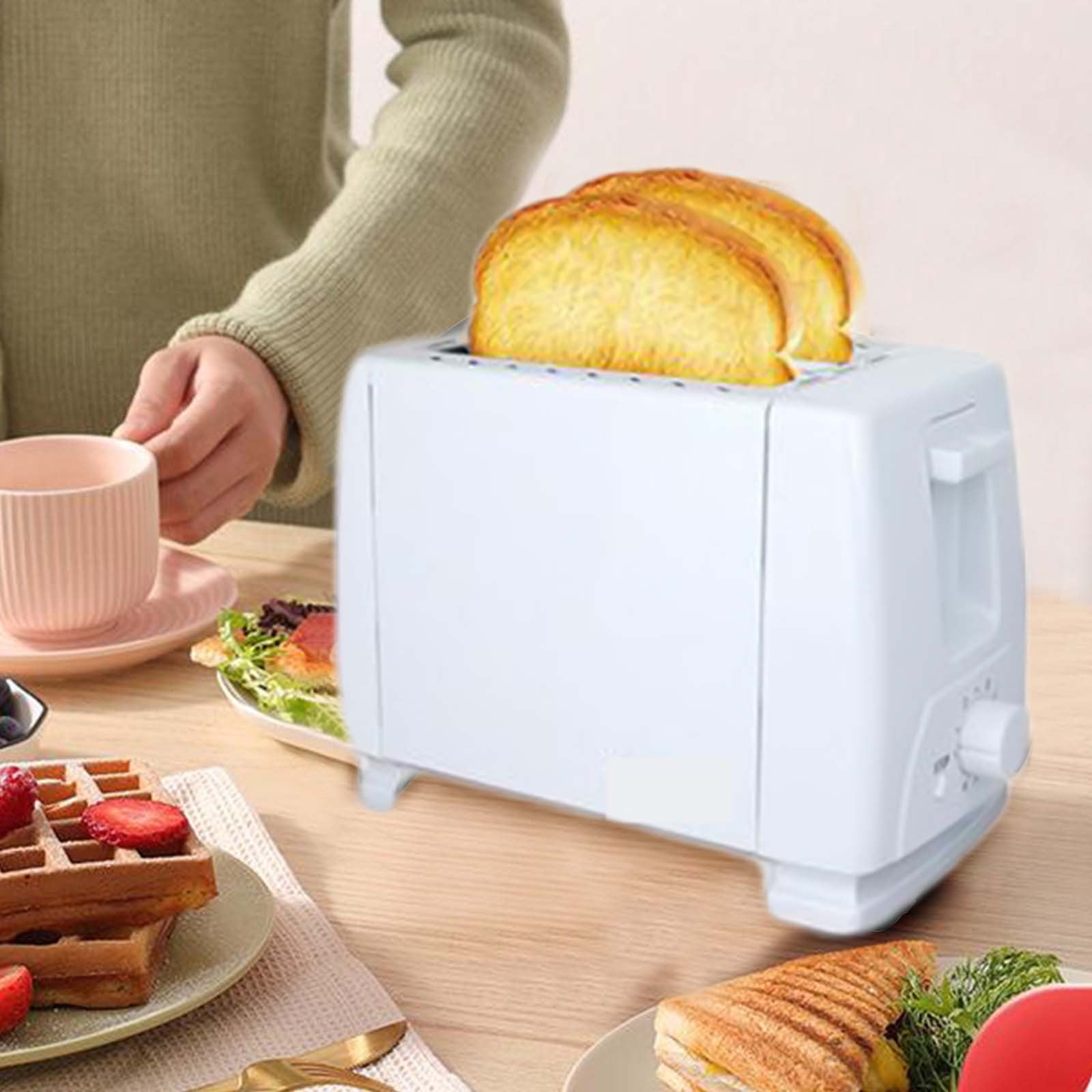 TaTaai 1Pcs Retro Toaster 2 Slice, 6 Functions, Stainless Steel Features, Removable Crumb Tray, Under Base Cord Storage, Toaster Kitchen Appliances
