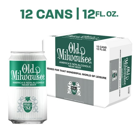 Old Milwaukee Non Alcoholic Beer, Domestic Non Alcoholic, 12 pack, 12 fl oz Cans, 0.4% ABV