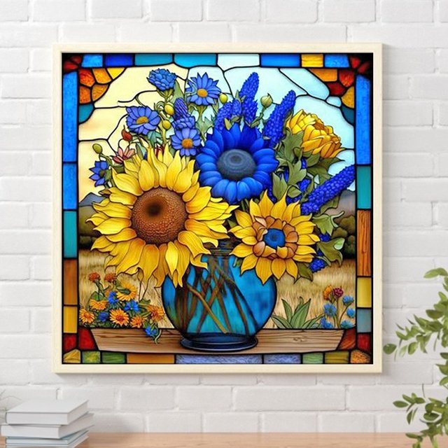 Pintura de diamante 5D DIY, taladro cuadrado completo, Kit de vidrieras de flores, decoración del hogar Hugtrwg Para estrenar