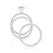 forever Bride 1/6 Ct. t.w. Trio Diamond Engagement Ring Set, Sterling Silver