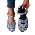 thumbnail image 2 of Norvail Womens Vintage Closed Toe Flat Sandals with Distressed Raw Edges and Woven Straps, Summer Going Out Shoes, Lightweight Comfortable Casual Sandals for Daily Wear, 2 of 8