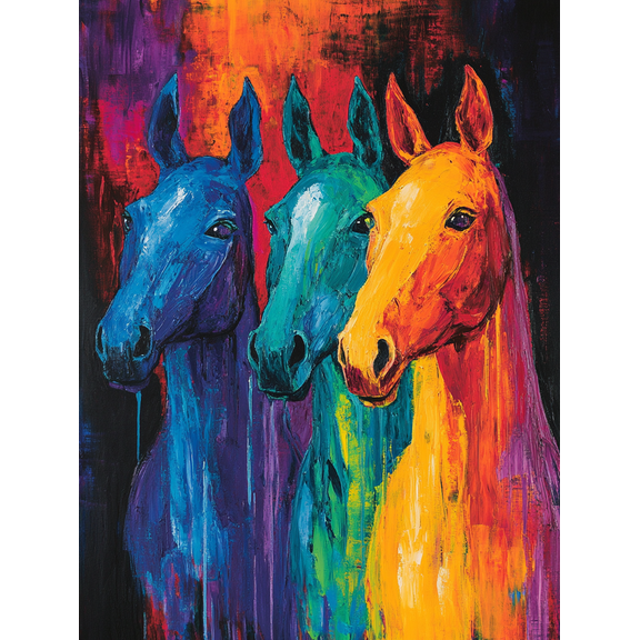 Vibrant Horse Canvas Painting Wall Art, Perfect for Living Room, Bedroom, Office, Dining Room, and Hallway Decor