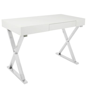 GeeHome Luster Contemporary Desk in White by LumiSource