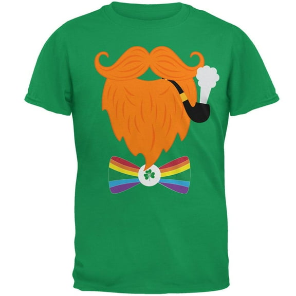 Halloween Leprechaun Costume Rainbow Bow Tie Mens T Shirt Irish Green SM