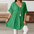 thumbnail image 5 of Women's V Neck Short Sleeve Ruffle Loose Summer Flowy Mini Dress, 5 of 6