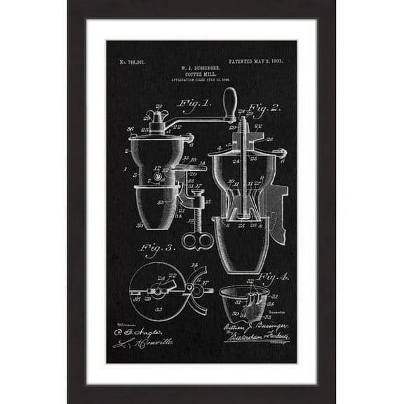 "Coffee Mill 1905 Black Paper" Framed Painting Print
