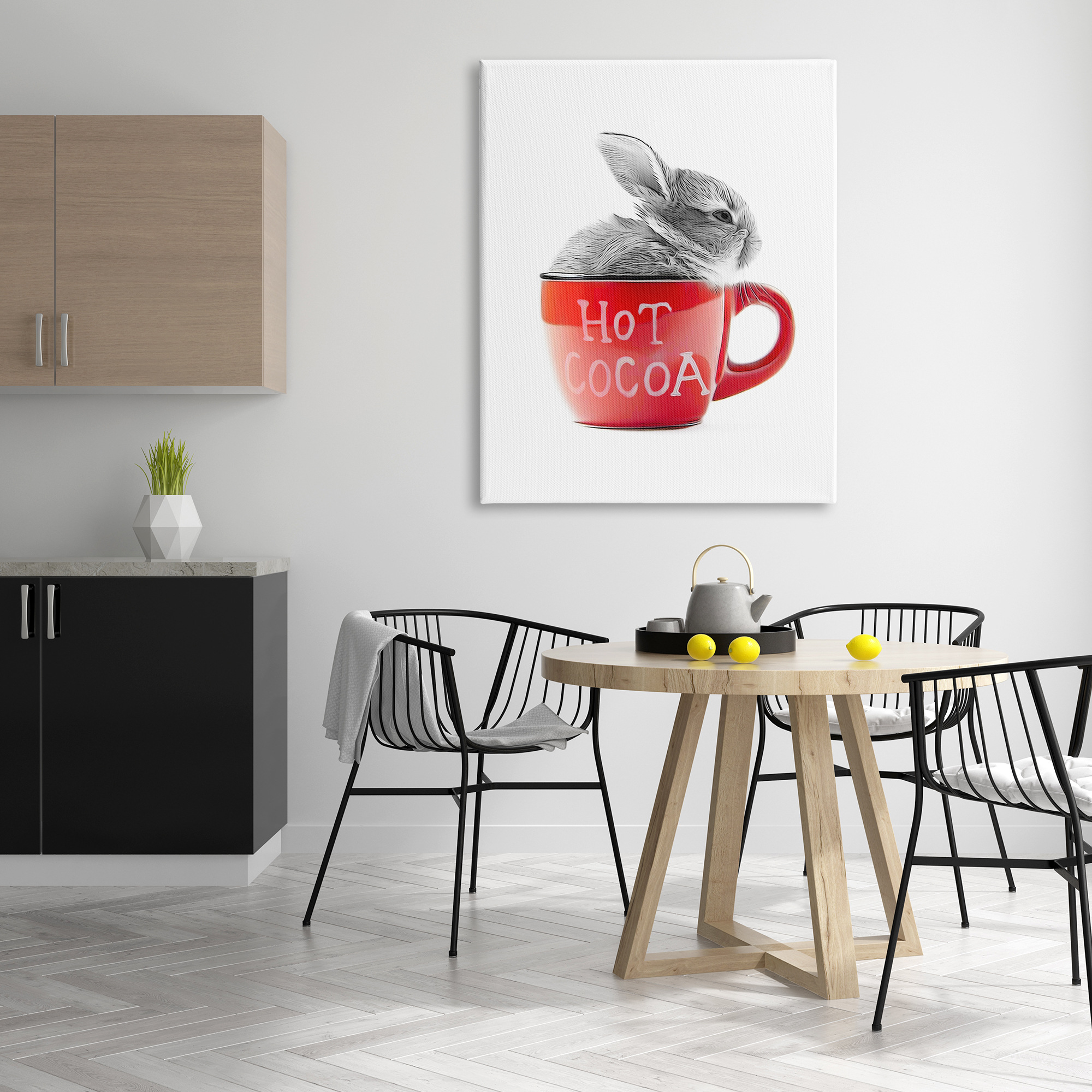 Stupell Industries Bunny in Red Mug Animals & Insects Painting Gallery Wrapped Canvas Art Print Wall Art, 36 x 48