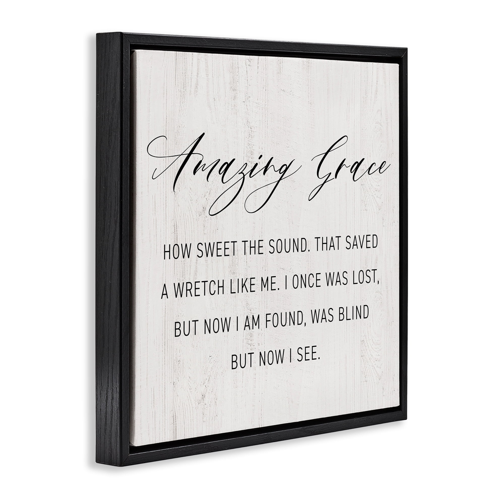 Stupell Industries Spiritual Amazing Grace Religious Painting Black Floater Framed Canvas Art Print Wall Art, 25 x 25