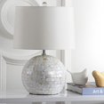 thumbnail image 3 of Safavieh Lighting Collection Nikki White Shell 23-inch Bedroom Living Room Home Office Desk Nightstand Table Lamp (LED Bulb Included), 3 of 5