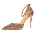 thumbnail image 2 of Sandalias de tacón alto de metal con agujeros para mujer, zapatos de lujo para novia, estilo discoteca, sexys, a la moda, para boda, 2 of 5