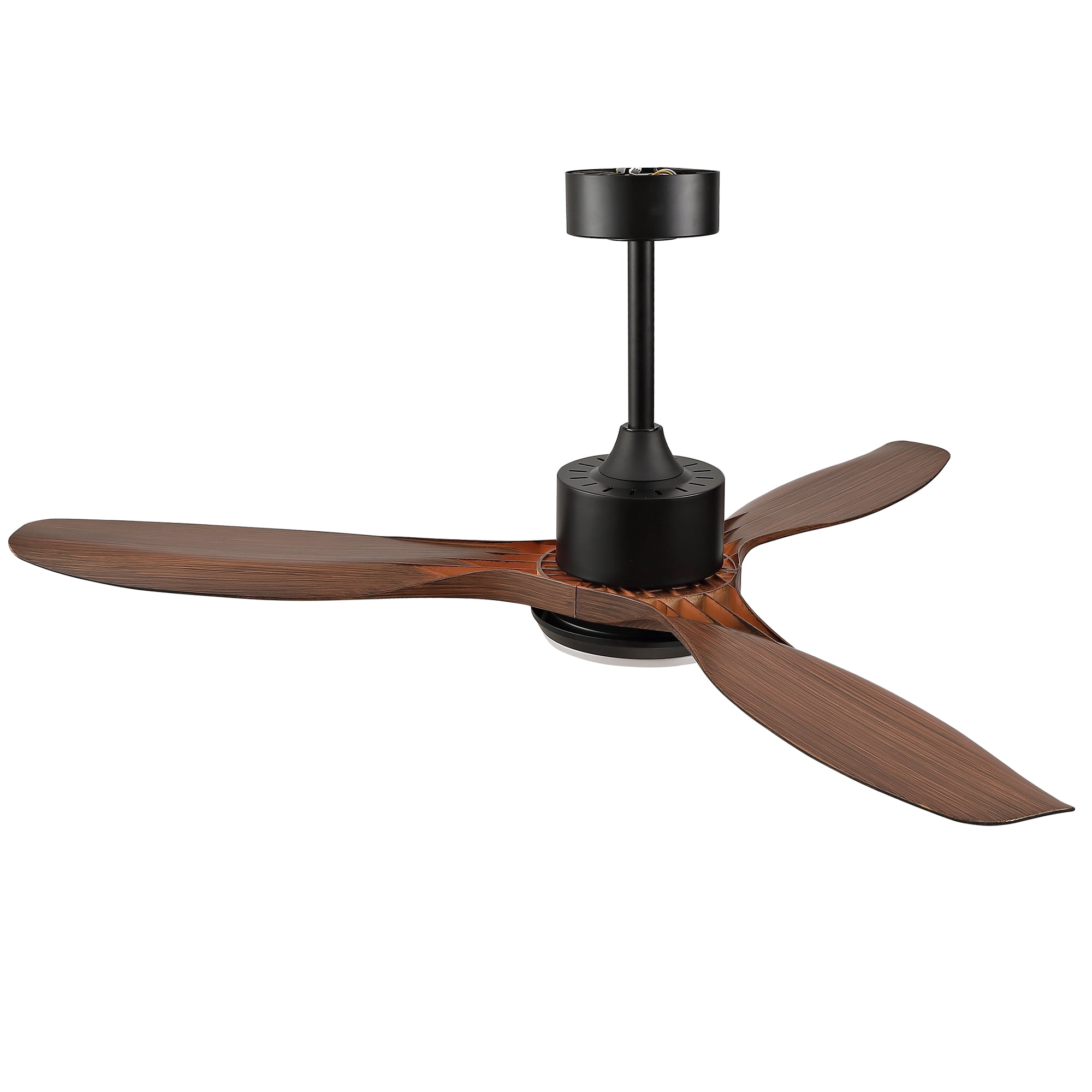 52" Modern Black Ceiling Fan with Light & Remote, 3-Blade, Reversible DC