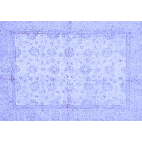 Ahgly Company Machine Washable Indoor Rectangle Oriental Blue Traditional Area Rugs, 7' x 9'