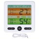 thumbnail image 1 of Reloj despertador electrónico LCD con control de temperatura y humedad para uso doméstico en interiores, color blanco., 1 of 14