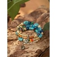thumbnail image 2 of Nvzi Pulseras de cuentas irregulares multicapa con dijes de flores, estilo retro de verano, joyería étnica, azul oscuro, 2 of 4