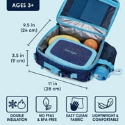 Bentgo Kids Lunch Bag - Double-Insulated, Reusable Lunch Bag for Kids 3+ with Adjustable Strap; Holds Lunch Box/Water Bottle/Snacks; Easy-Clean, Water-Resistant & Pockets (Confetti - Abyss Blue)
