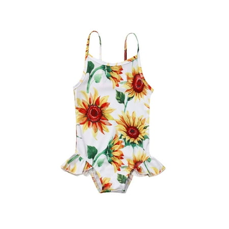 

Infant Kids Baby Girls SunFlower Swimwear Romper Sling Bathing Beach Clothes