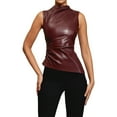 thumbnail image 2 of Camisole Tops for Women Solid Color Neck Asymmetrical Hem Slim Fit Sleeveless Vest Top Womens Tank Tops Red XL, 2 of 9