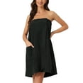 thumbnail image 1 of Bata de baño para mujer Inspire Chic, toalla envolvente con gorro de ducha para spa, color negro, 1 of 6