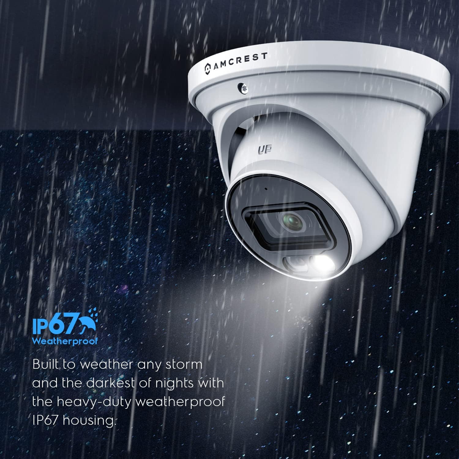 Amcrest AI Turret IP PoE Camera w/ 164ft Nightvision, Security IP Camera Outdoor, Built-in Microphone, Human & Vehicle Detection, 129° FOV, 5MP@20fps IP5M-T1277EW-AI