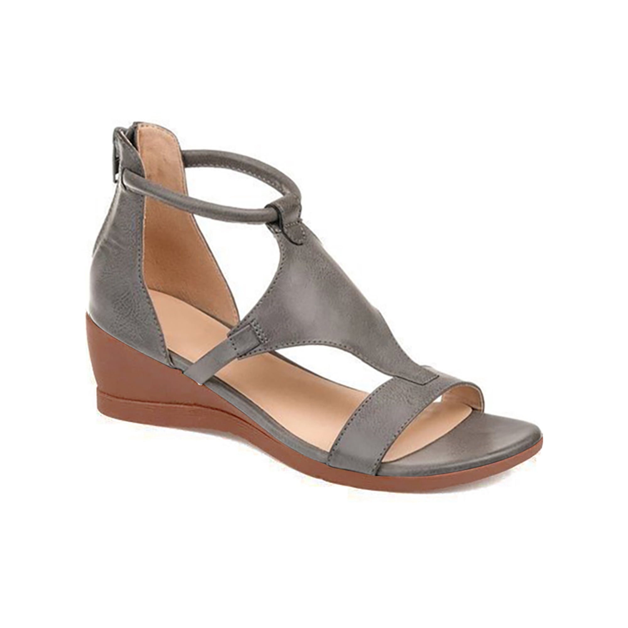 Woobling Lady Shoes Solid Color Sandals Square Toe Wedges Soft