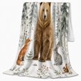 thumbnail image 2 of Forest Friends Watercolor Art, Cozy Friendship Quote Scene, Warm Flannel Blanket for Living Room and Reading Nook, Art Lovers Friendship Gift, Artistic Home Decor, 2 of 9