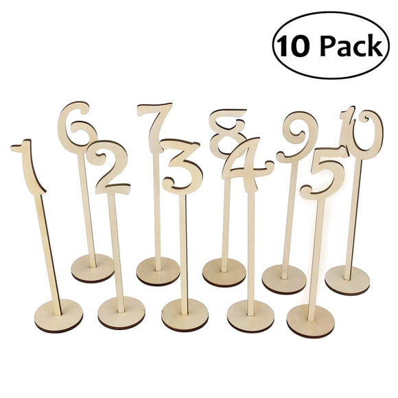 MasteelfCA Olii 10 Pcs 1-10 Chiffres de Table en Bois avec Base de Support pour Décoration de Fête de Mariage
