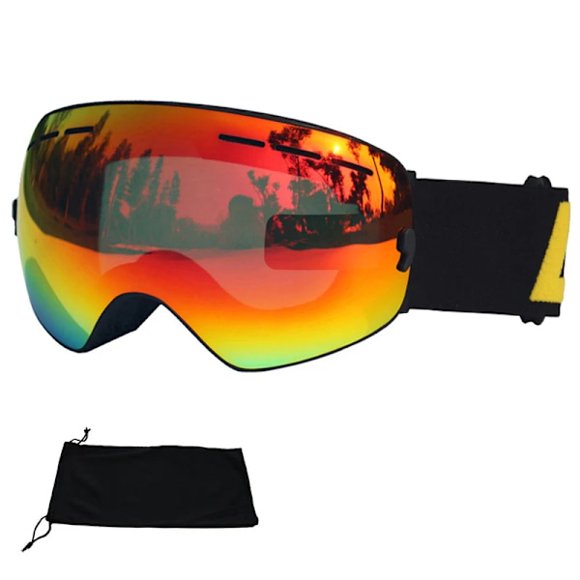 Ski Goggles Double Layer Anti-Fog UV 400 Ski Goggles Men Women Skiing Snowboard Skateboard Snow Goggles Ski Mask Red Without Box
