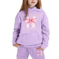 thumbnail image 3 of Tween Outfits for Girls Sets Winter Hoodie Joggers Comfy Casual Kids Print Fall Girls Clothing Sets Purple Size 10-11T, 3 of 3