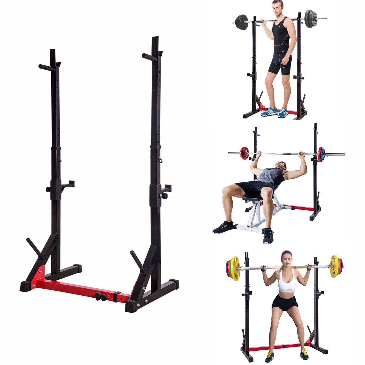 Merax Barbell Rack 550LBS Max Load Adjustable Squat Stand Dipping Station Gym Weight Bench Press Stand