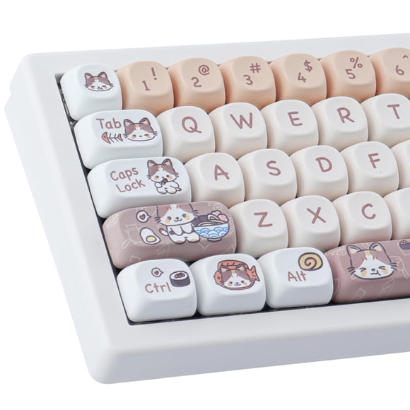 Keycaps TYRIXKI PBT 143 Keys Lindo gatito con sublimación de tinta