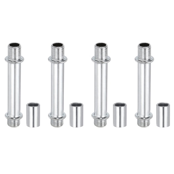 Uxcell Straight Pipe Lamp Stems Rod Kit, M10 60mm l Rod with Nut, Silver Tone 4 Set