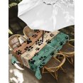 thumbnail image 3 of Teal Dog Paws Outdoor Tablecloth with Umbrella Hole, Farmhouse Vintage Modern Green Brown Wood Waterproof Outdoor Table Cover, Patio Tablecloths for Party Picnic Camping, Rectangle 54"x80", 3 of 9