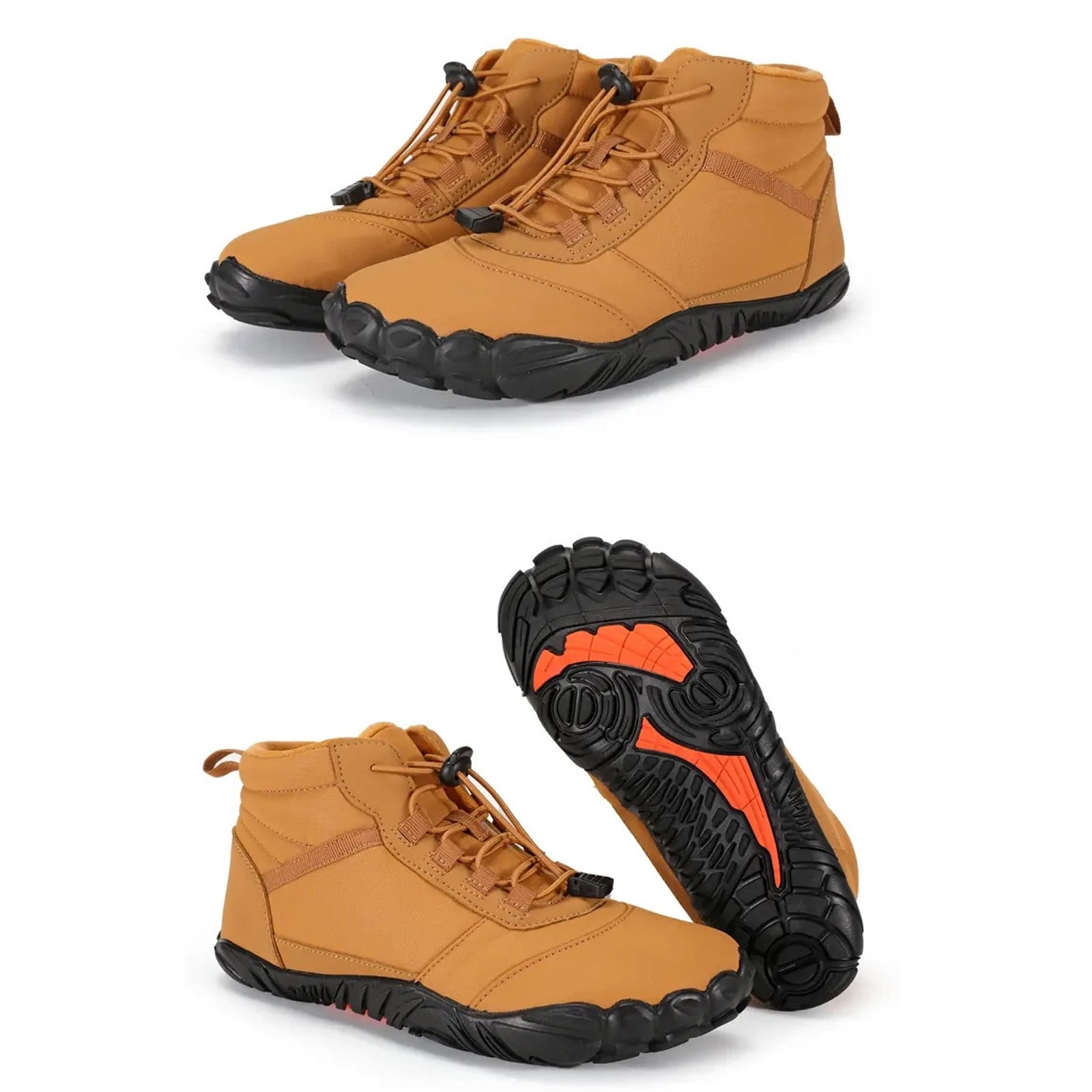 Winter Barefoot Shoes for Women Waterproof Running Shoes Hiking Shoes Toe Shoes High Warm and Non-Slip Boots Yellow 44
