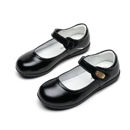 

kpoplk Shoes For Toddler Girls Girl Shoes Small Leather Shoes Single Shoes Children Dance First Walking Shoes For Baby Girl(Black)