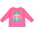 thumbnail image 3 of Inktastic Easter Jesus Loves Me with Cross and Flowers Boys or Girls Long Sleeve Toddler T-Shirt, 3 of 5